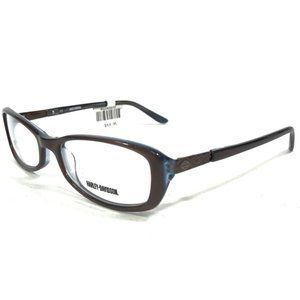 Harley-Davidson HD505 DBL Eyeglasses Frames Brown Blue Rectangular 52-17-135